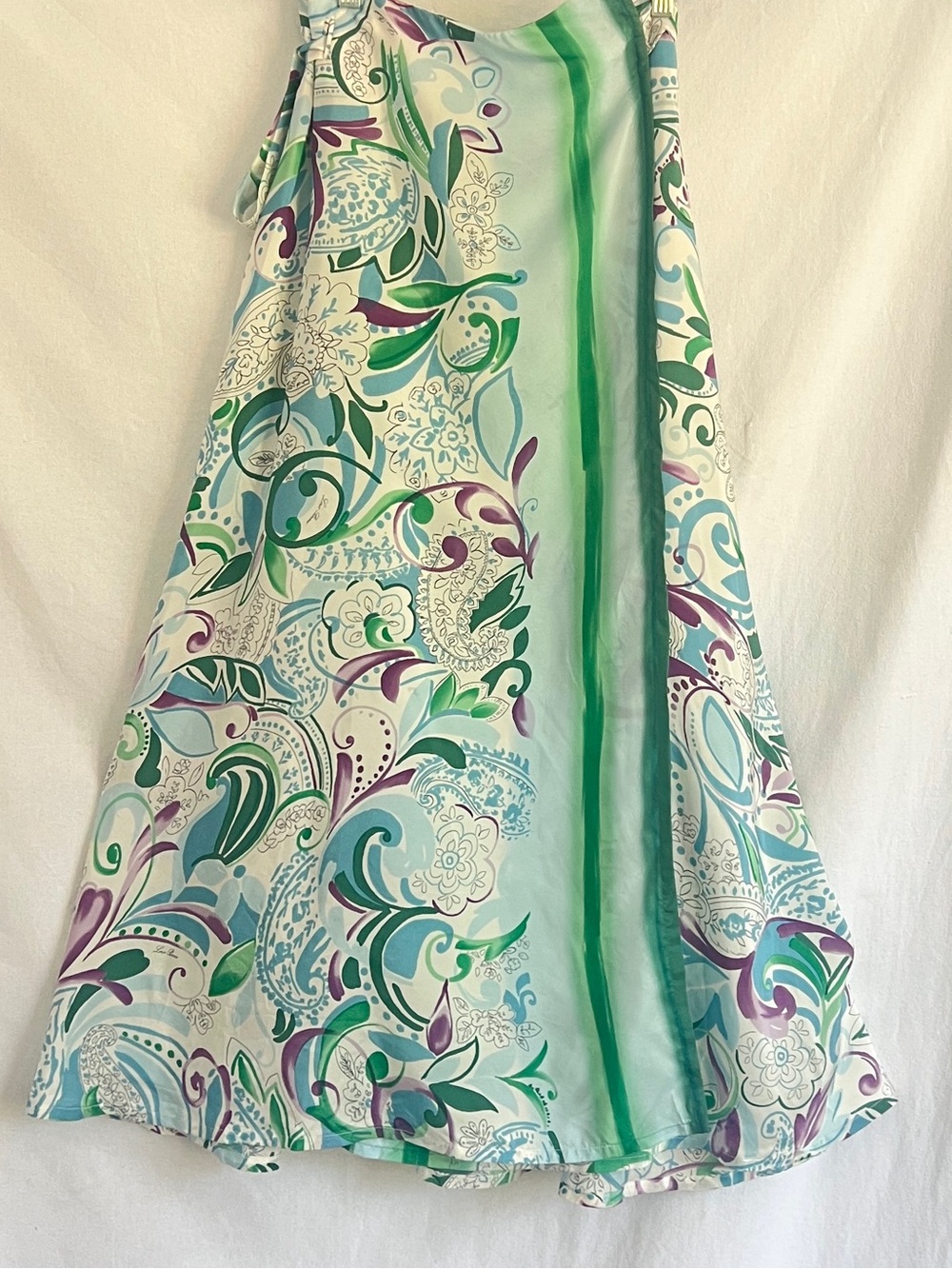 Loro Piana Silk Maxi Wrap Skirt Paisley Logo Belted Italy Sarong S / M